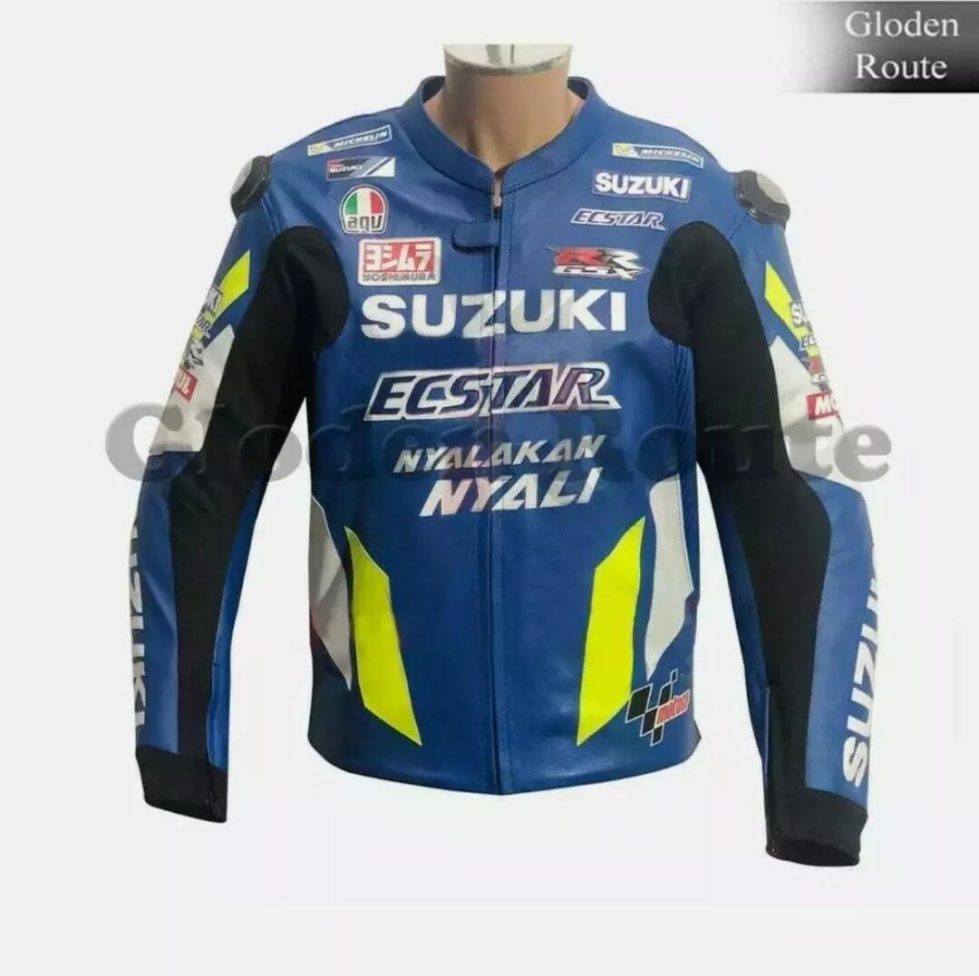 Leather Race Jacket Suzuki ECSTAR , Custom Made Motorbike Race Jacket ...