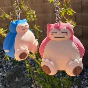 3D Printed Snorlax Keychain - 2 Versions: Boy (blue) or Girl (pink)