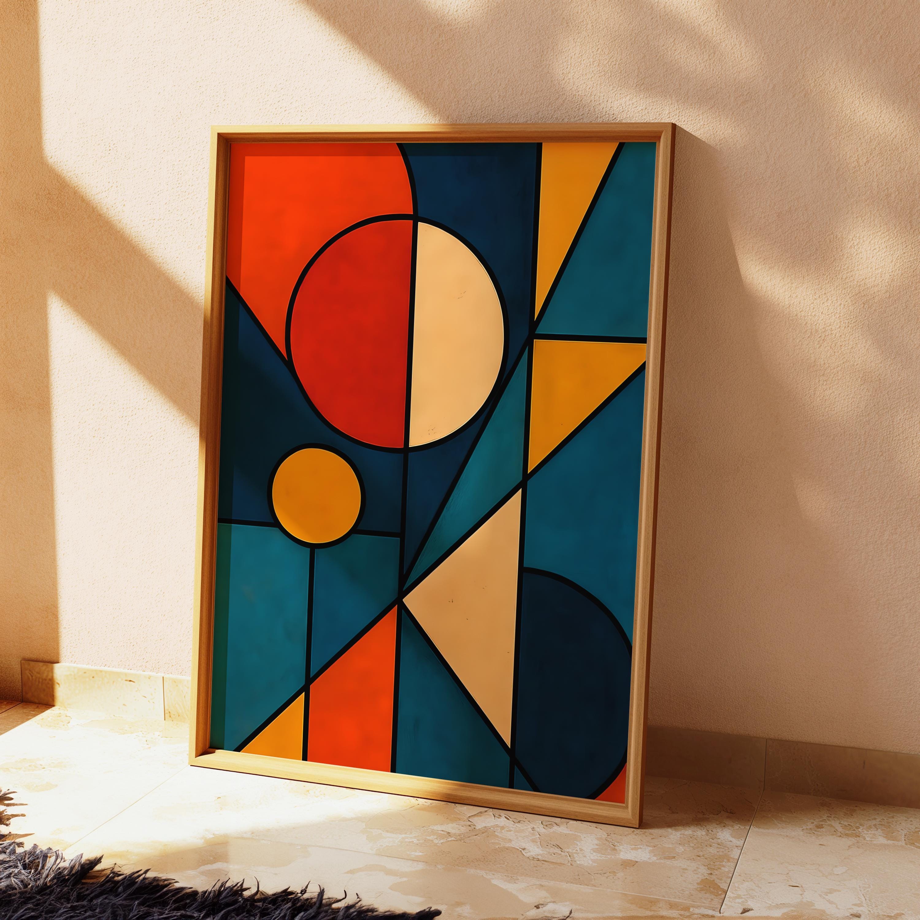 Mid Century Modern Geometric Wall Art Print Set: Bauhaus Abstract ...