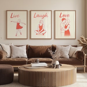 Live Laugh Love Line Art Prints: Minimalist Home Decor (Digital Download)