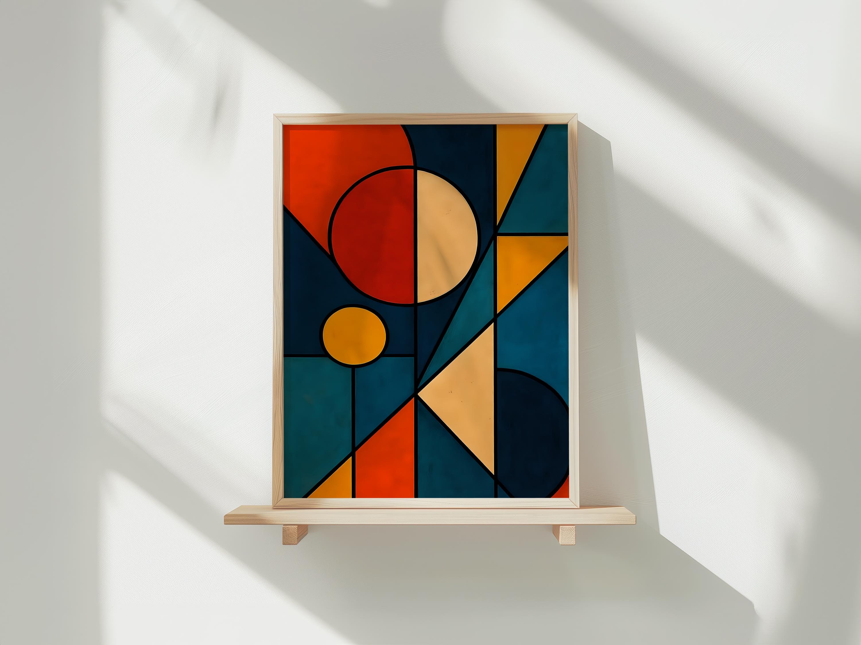 Mid Century Modern Geometric Wall Art Print Set: Bauhaus Abstract ...