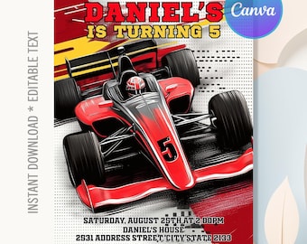 Race Car Birthday Invitation,Sport Race Car Birthday,Racing Car Birthday Invitation,Car Boys Invite,Instant Download,Editable Canva