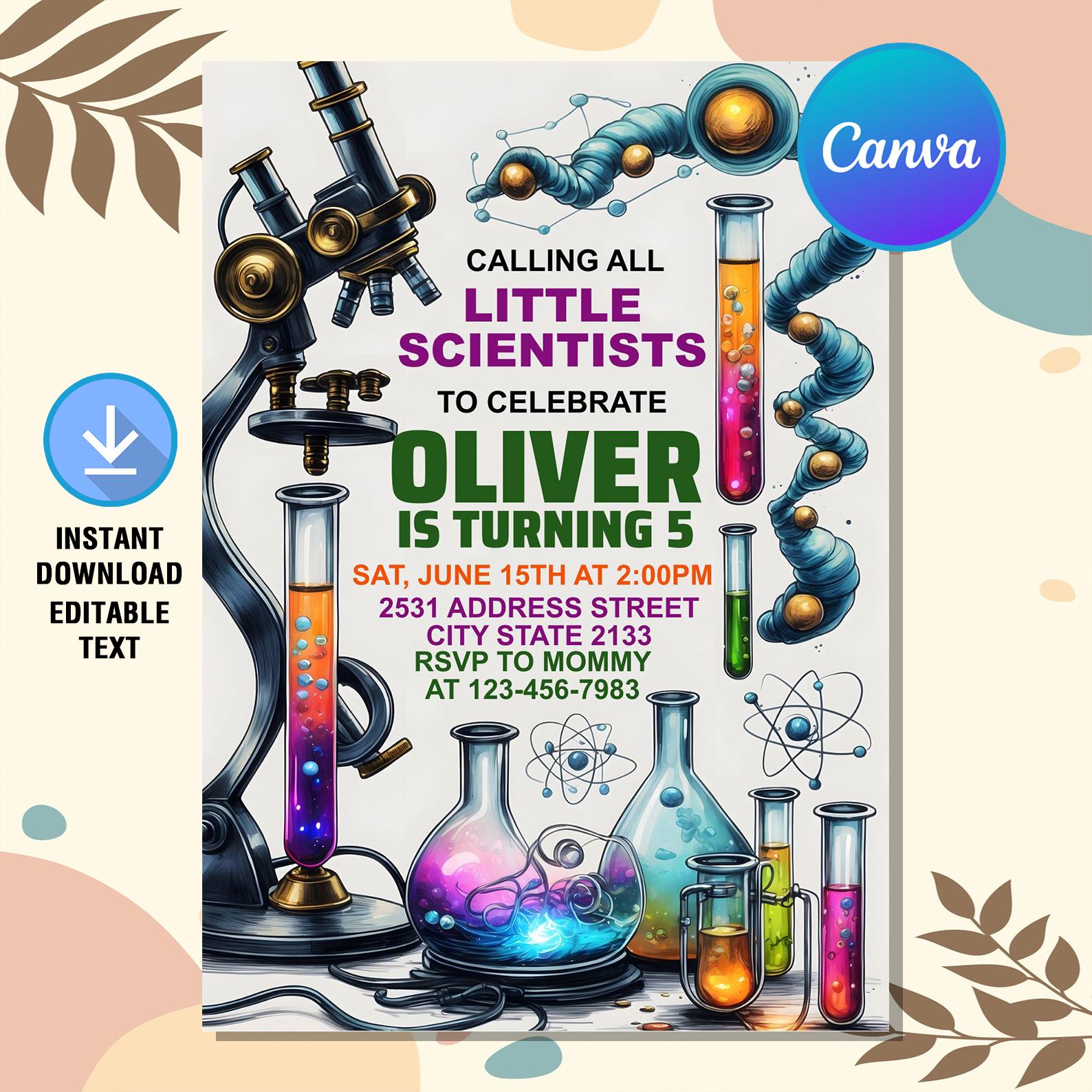 Science Invitation Abstract Science Birthday Invitation,science Invitation,mad Science Birthday ...