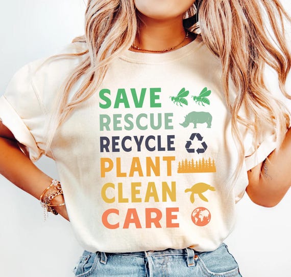 Nature Lover Earth Day T-Shirt, Save Rescue Recycle (Eco Friendly, S-4XL)