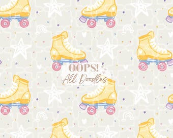 Gelbe Rollschuhe kommerzielle Nutzung nahtlose Datei Inline-Skating Retro Frühling Sommer-Muster für Kinder Rollschuhlaufen Derby Datei png