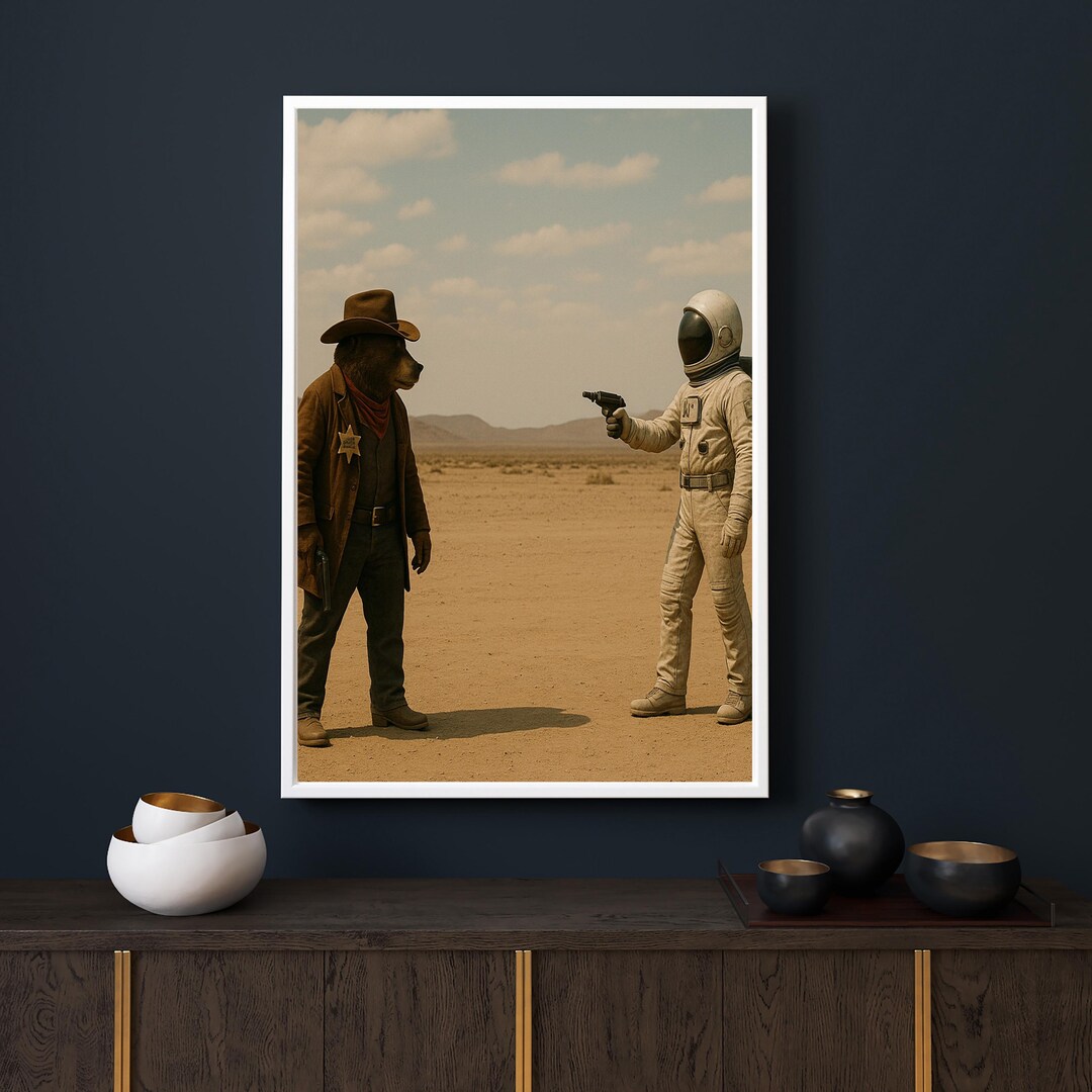 Cowboy Spaceman Cowboy Vs Spaceman Digital Art | Printable Space Art Print & Cowboy Art ...