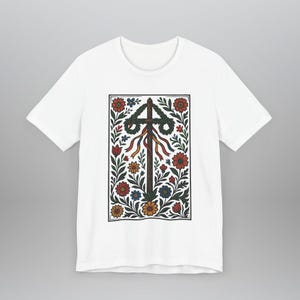 Midsommar Maypole Folk Art T-Shirt | Swedish Floral Festival Tee | Scandinavian Summer Celebration Shirt