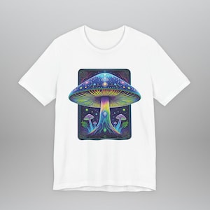 Psychedelic Magic Mushroom T-Shirt | Neon Glow Magic Fungi Tee | Trippy Nature Shirt | Fantasy Forest Art | Festival Clothing