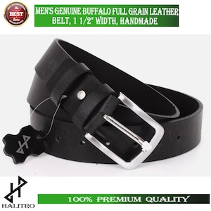 Men's Genuine Buffalo Full Grain Leather Belt – 1.5" Wide, Handmade by Amish Craftsmen