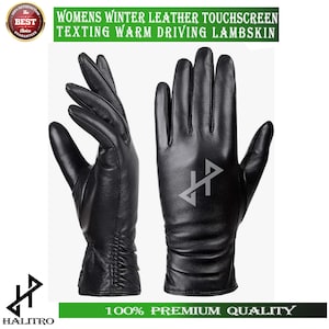 Women&#39;s Winter Warm Lambskin Leather Gloves – Touchscreen Texting & Driving – Pure Genuine Leather