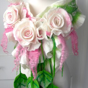 Wool felted woman ART scarf ,shawl-WEDDING BLOSSOM -2