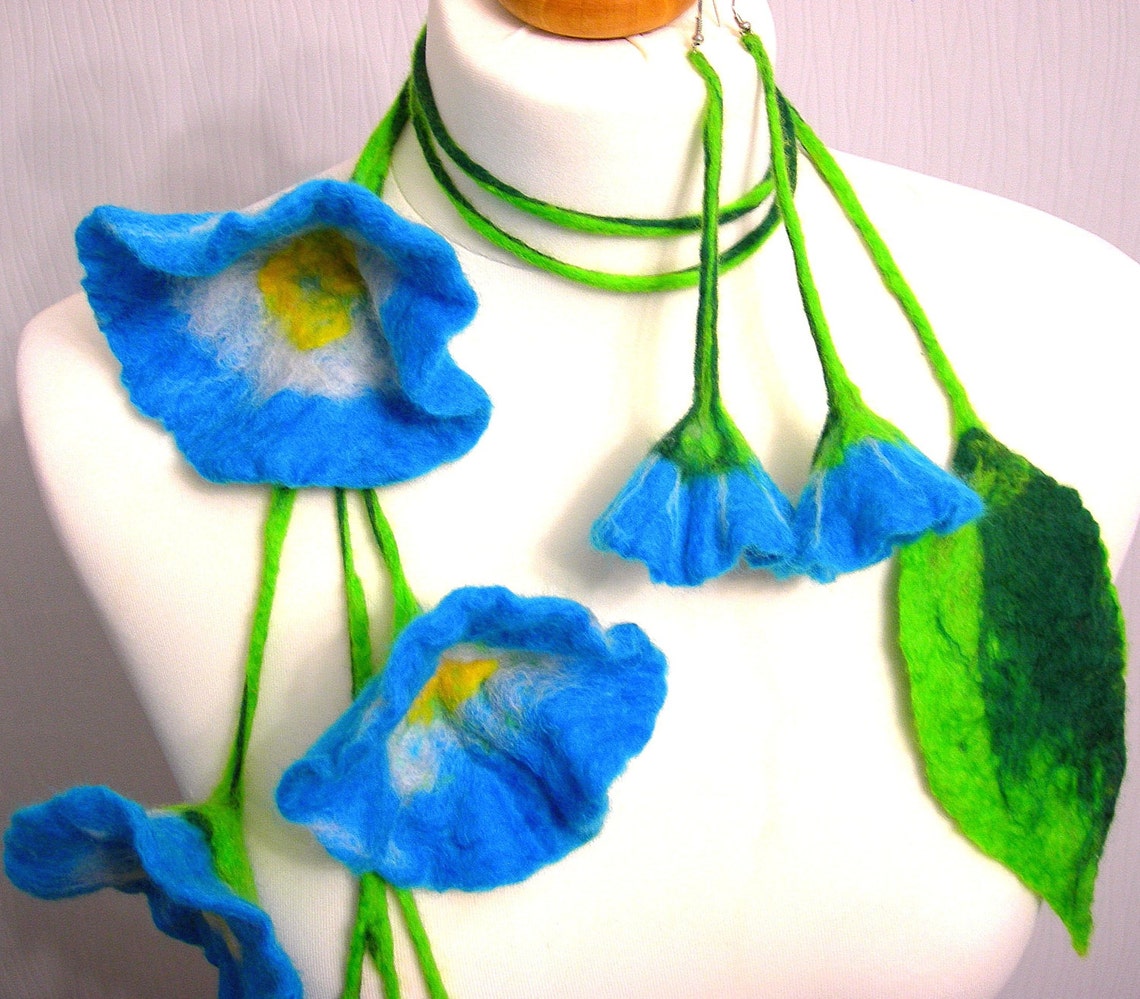 Felted Flower Hand Felted Wool Jewelry Felted Scarf/ Etsy
