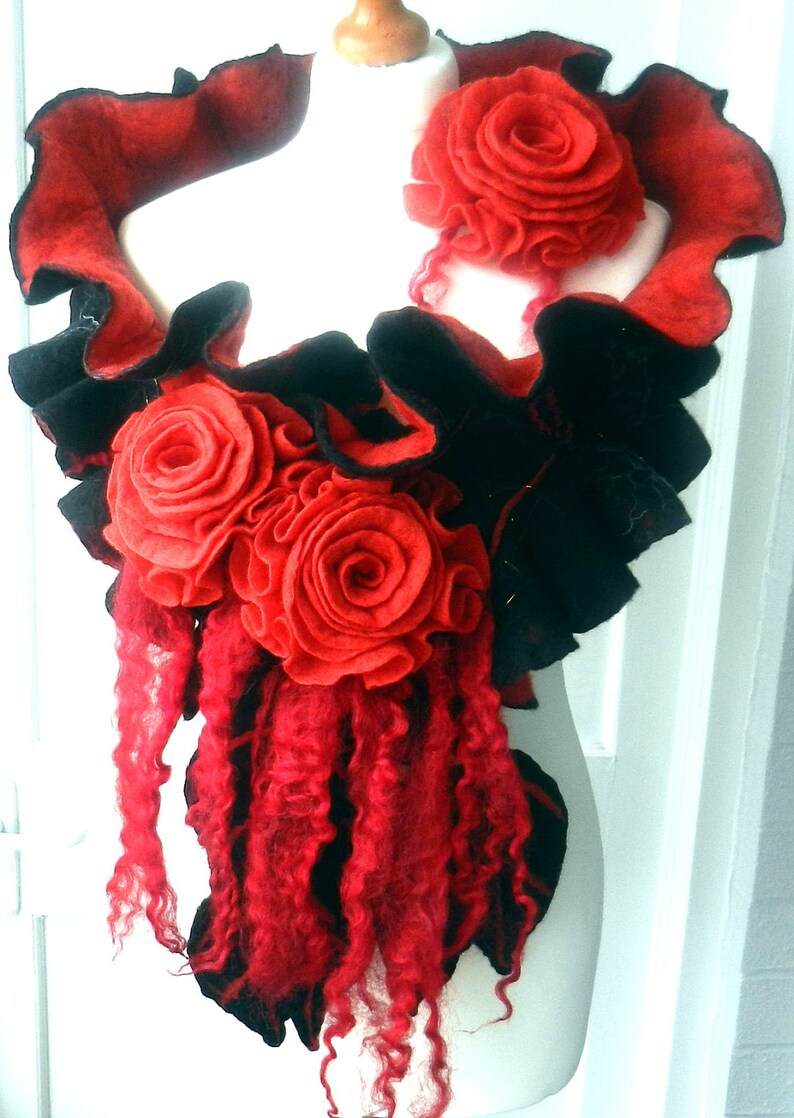 Felted Wool Jewelry Felted Woman ART Scarf shawlmidnight Etsy