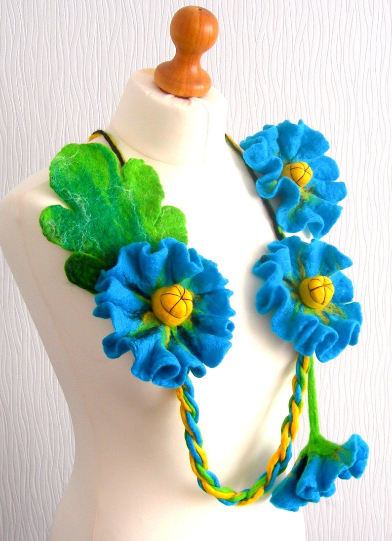 Felted Flower Hand Felted Wool Jewelry felted NECKLACE and Etsy