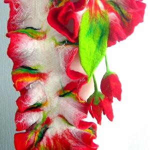 sale felted Flower, Hand Felted, Wool Jewelry felted scarf image 2