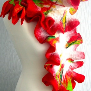 sale felted Flower, Hand Felted, Wool Jewelry felted scarf image 1