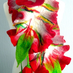 sale felted Flower, Hand Felted, Wool Jewelry felted scarf image 4