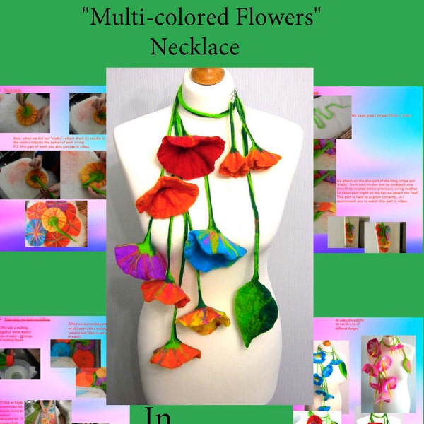 tutorial   felting   in PDFWet Felted Flower Instructional , felting pattern, craft pdf tutorial, wet felting tutorial,