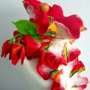 sale felted Flower, Hand Felted, Wool Jewelry felted scarf image 3