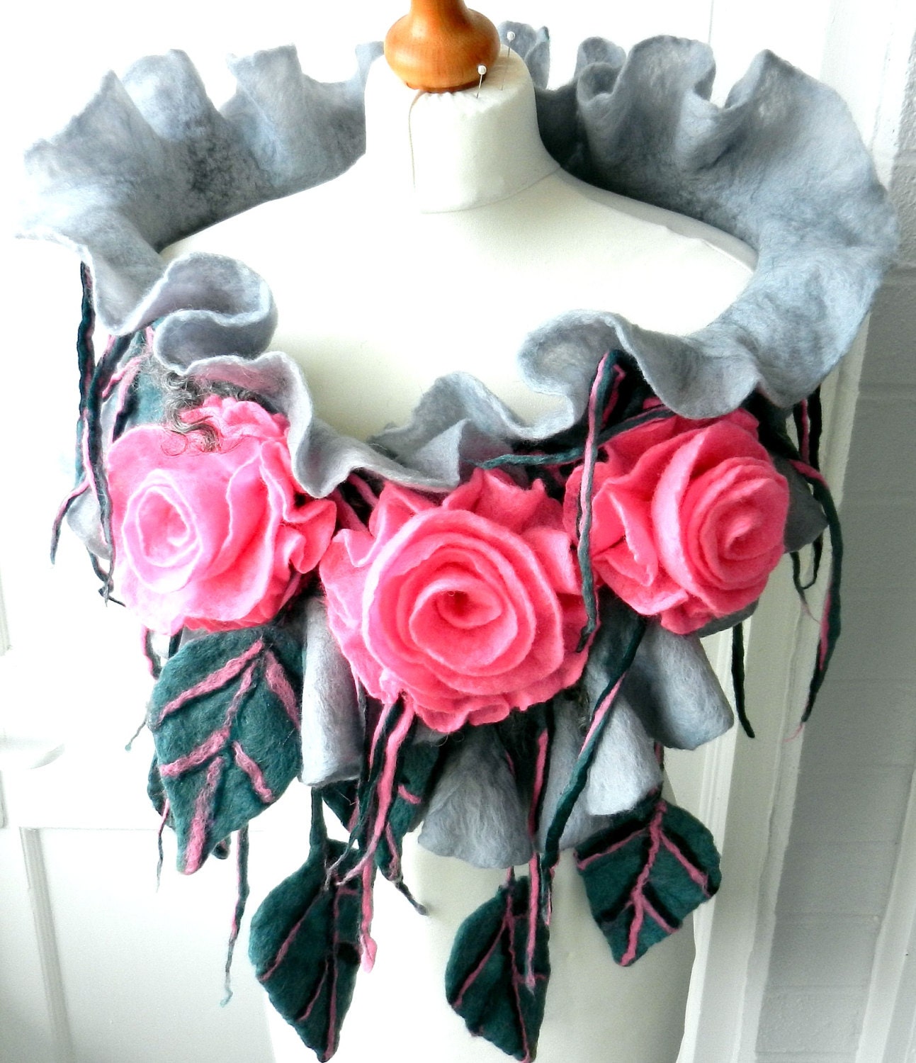 ART scarf  ,shawl   -Roses on ashes-