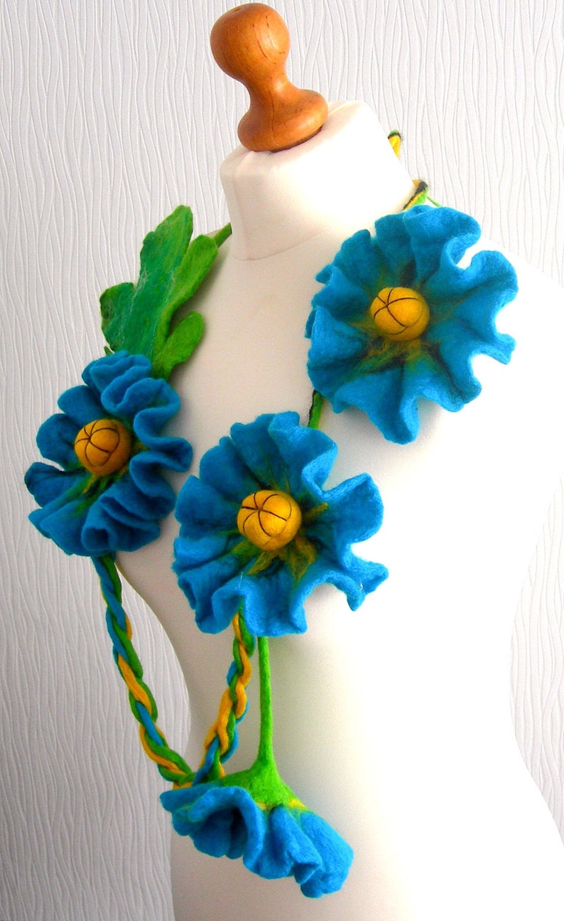 Felted Flower Hand Felted Wool Jewelry felted NECKLACE and Etsy
