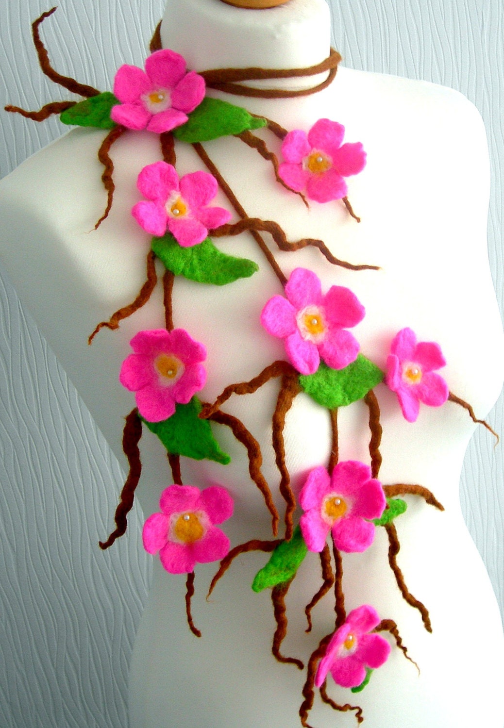Felted Flower Hand Felted Wool Jewelry Felted Necklace Etsy