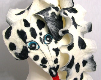 felted  soft   art scarf  wool merino-MY  LOVELY  DOG-