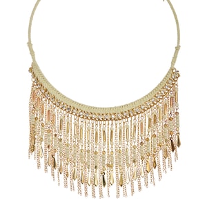 Cleopatra ketting, kwast ketting, witgouden Bib ketting, Fringe CHOKER, Boho sieraden, moderne Boho door Taneesi