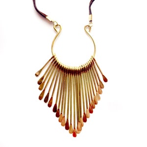 Gold Fringe Necklace Layering Necklace,Gold  Statement Jewelry,Horseshoe Necklace-Wedding Jewelry,Summer Statement Necklace by Taneesi