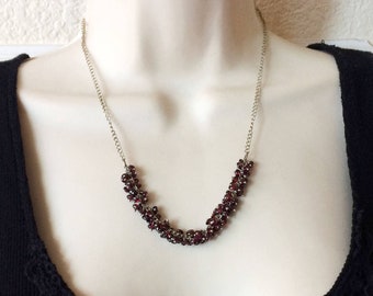 Garnet Necklace-Red Garnet Gemstone Necklace - January birthstone-Holiday Gift-oxblood gemstone-dainty necklace by Taneesi