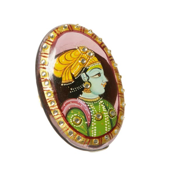 Lord Krishna Ring, Almost SOLD OUT Painting on a  Ring,Hand Painted Jewelry, Purple Gold Ring, Indian Jewellery,inspired by GITA by Taneesi