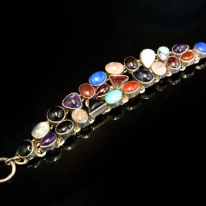 Gemstone Bracelet, Onyx,carnelian,Lapis Lazuli, Turquoise bracelet and moonstones Fine Jewelry, Sterling Silver by Taneesi image 5