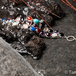 Gemstone Bracelet, Onyx,carnelian,Lapis Lazuli, Turquoise bracelet and moonstones Fine Jewelry, Sterling Silver by Taneesi image 3