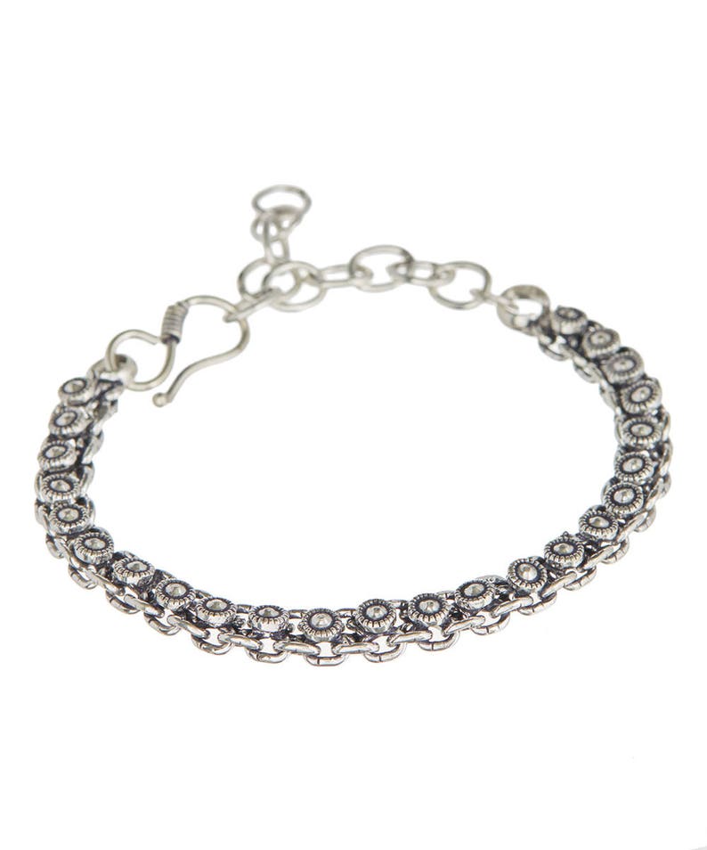 Silver rope chain bracelet, Men Silver bracelet,silver bracelet for women,stackable bracelet tribal Vintage style,Celtic jewelry by Taneesi image 1