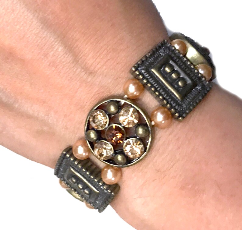 Victorian Braceletstretch Gold Crystal Stackable Etsy