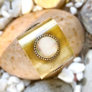 CLEARANCE SALE 80% Off Gold Cuff Bracelet Mother of pearl Gold Wide Bangle Geometric Cuff bracelet Womens bracelet ,birthday
