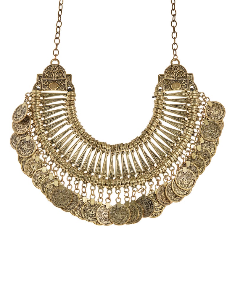 Bohemian Coin Necklacebib Necklacecoin Chokerlarge Kutchi Etsy