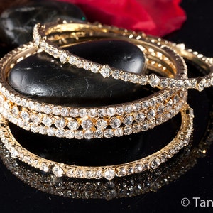 Bridal bangle bracelets,Large size,LAST SET Sold out,Crystal Diamond Bangle Bracelet,wedding,holiday jewelry 3 Bangle set by Taneesi Jewelry image 2