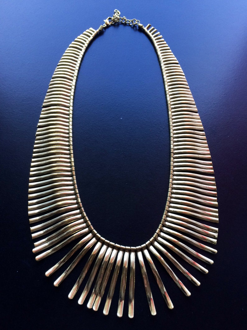 Gold Fringe Necklace,Bib Necklace,Statement Jewelry,Wedding Jewelry,Summer Statement Necklace by Taneesi ZN248G