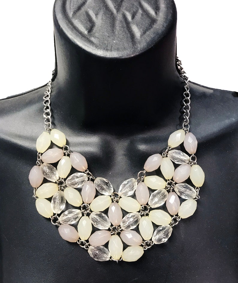 Kaleidoscope Bib Necklace Green /& powder Blue BIB Necklace,Statement Jewelry,-Bohemian Necklace,celestial bib Modern Stylish Jewelry Clear