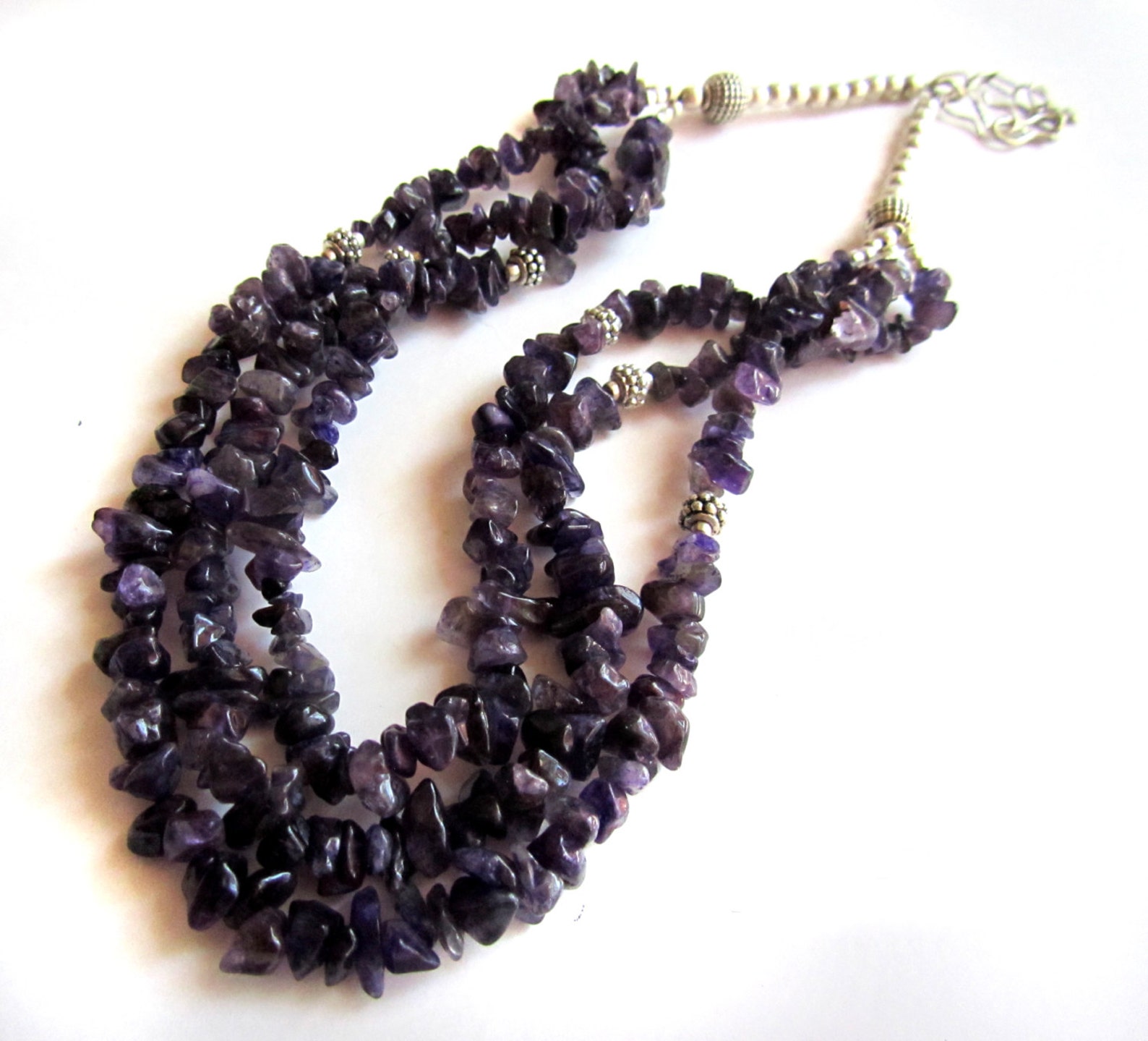Amethyst MULTI Strand Necklace Amethyst Chips Necklace Etsy