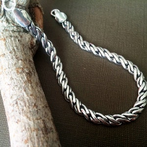 Snake Silver rope chain bracelet,Chain bracelet,Women &  Men Silver bracelet,silver stacking bracelet,layer,stackable,Handmade ZB133