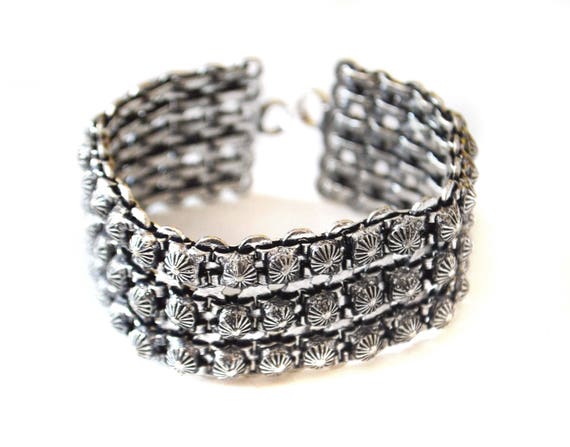 Tribal Silver Cuff bracelet,Antique reproduction … - image 1