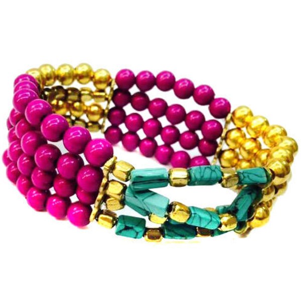 Hot Pink Stretch bracelet,crystal Bracelet,Purple turquoise prom Bracelet,Holiday jewelry,statement cuff by Taneesi Jewelry