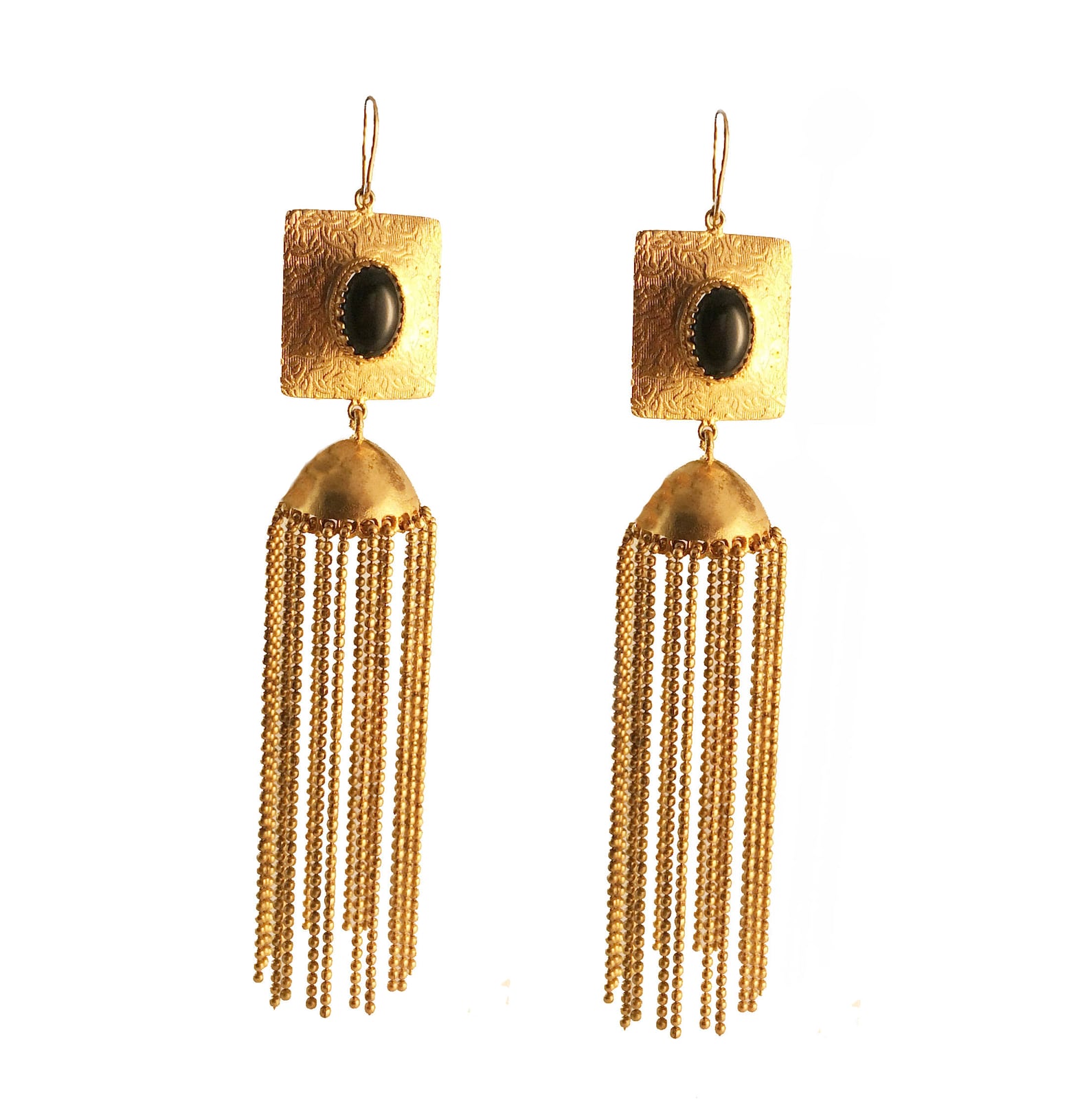 Black Gold Earringsmodern Gold Chandelier Earrings18k Gold Etsy