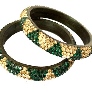 Green Gold Bangles-Crystal Bangles-Stacking bracelets-Indian Bangle,wedding,bridal faire, bridesmaids gifts by Taneesi Jewelry