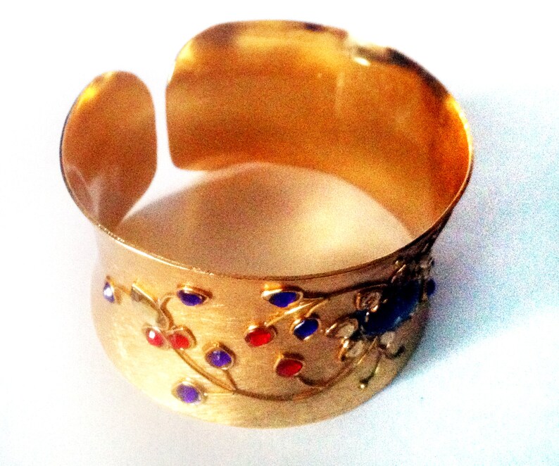 Gold Cuff Bracelet antique Kundan Bangleexotic Fusion Etsy
