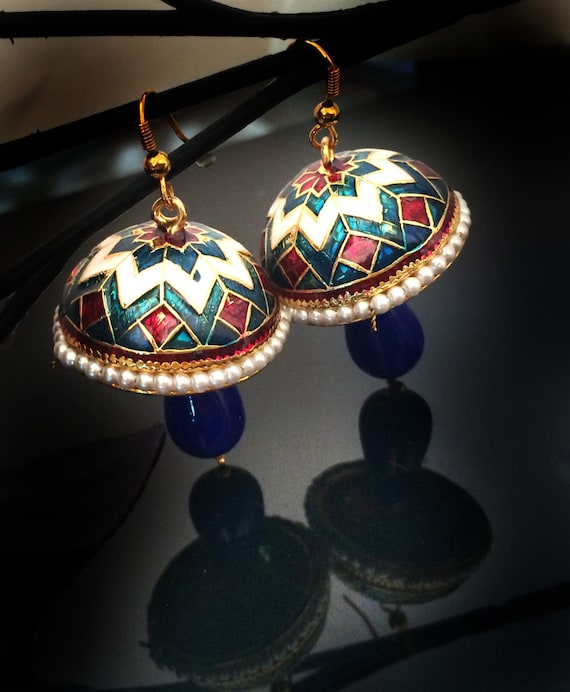 Blue traditional earrings sale