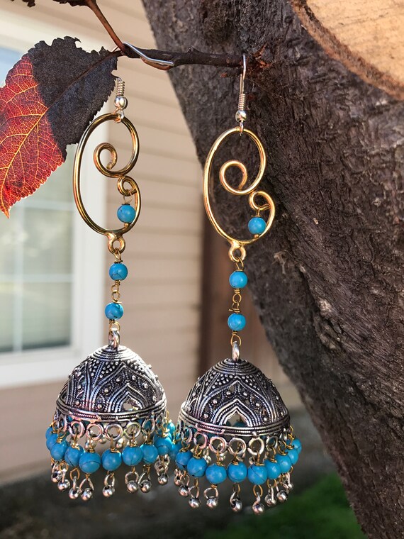 Turquoise jhumkas deals