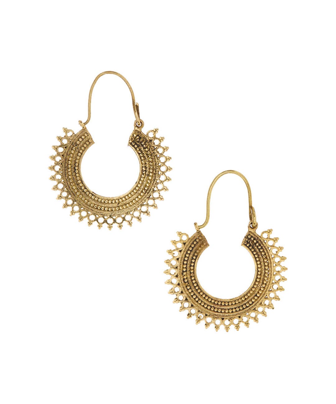 Half Moon Earrings Antique Finish Moon Earrings tribal Jewelry Hoop Earringsturkmen Tribal